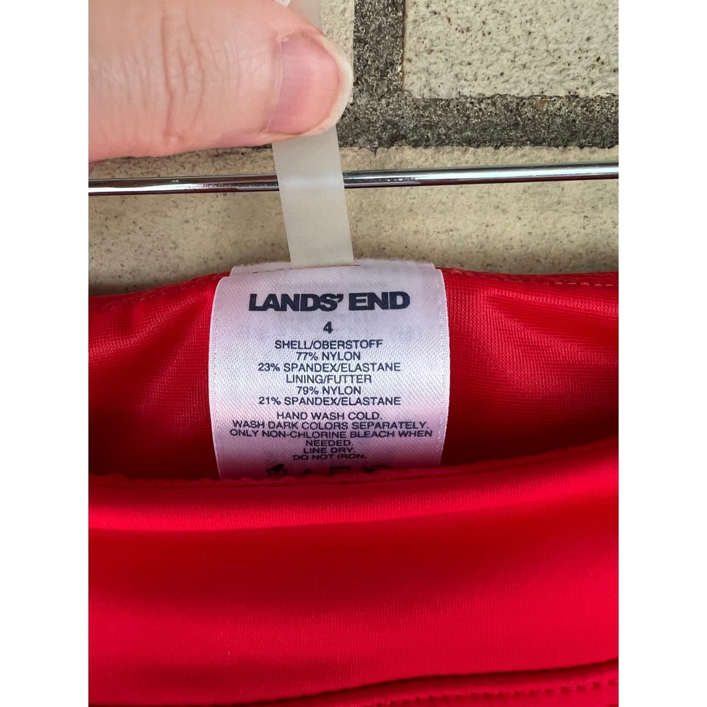 Lands End Swim Matching Set Red Ruffle Tankini Top Swim Skirt Small Size 4 - Picture 8 of 10